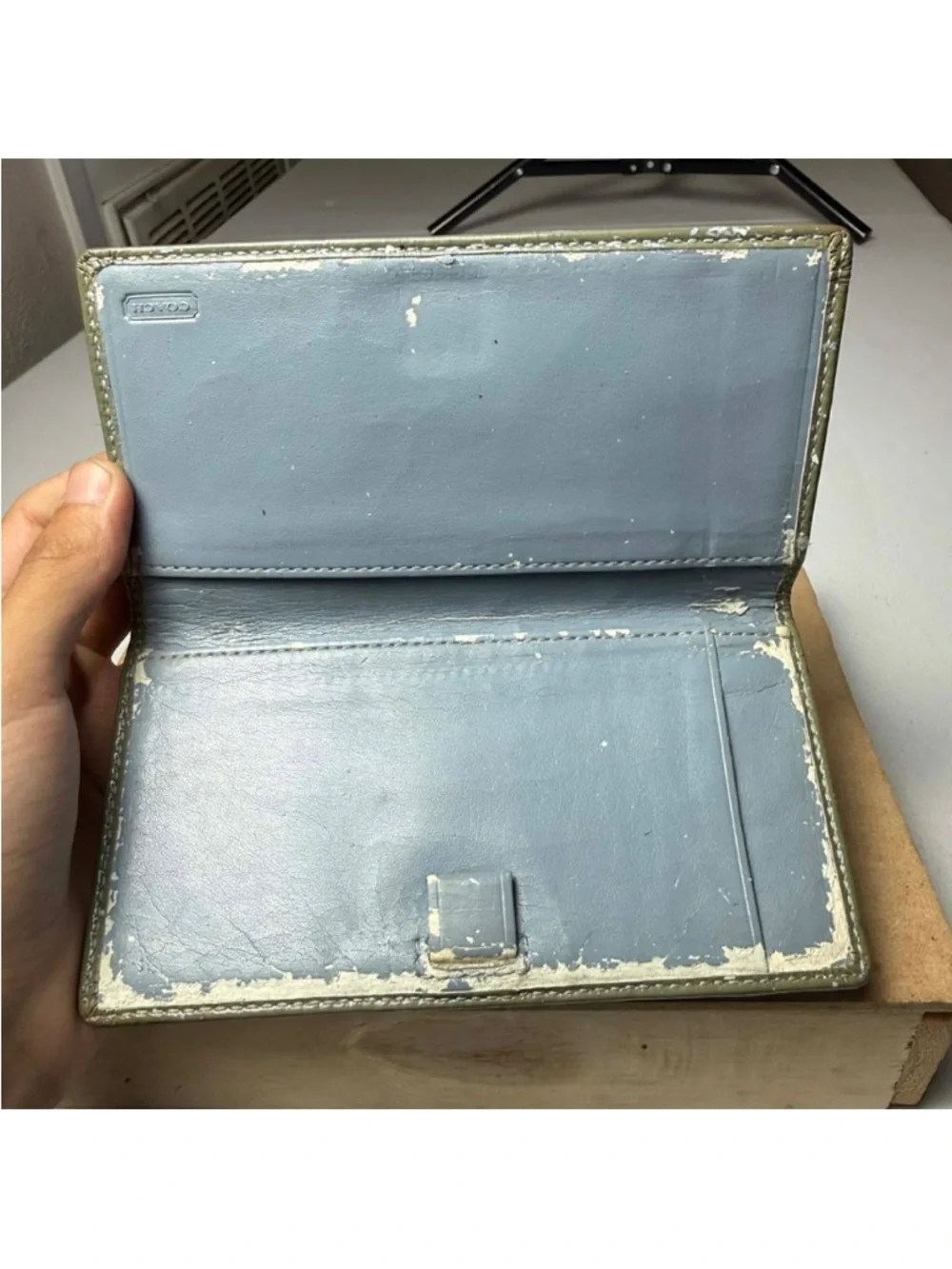 Vintage Coach Checkbook Leather Wallet Cosmetic Wristlet Various damaged